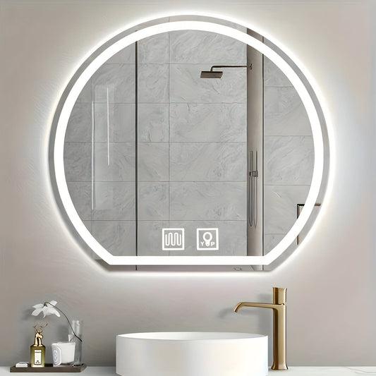 Miroir de Salle de Bain | Demi Cercle LED - Miroir émoi - Miroir de Salle de Bain LED 